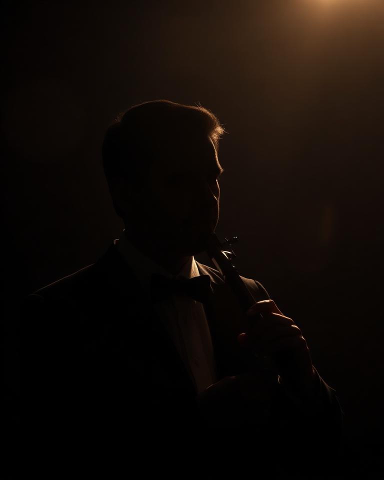 Silhouette of Tamar Kartvelishvili on a concert stage